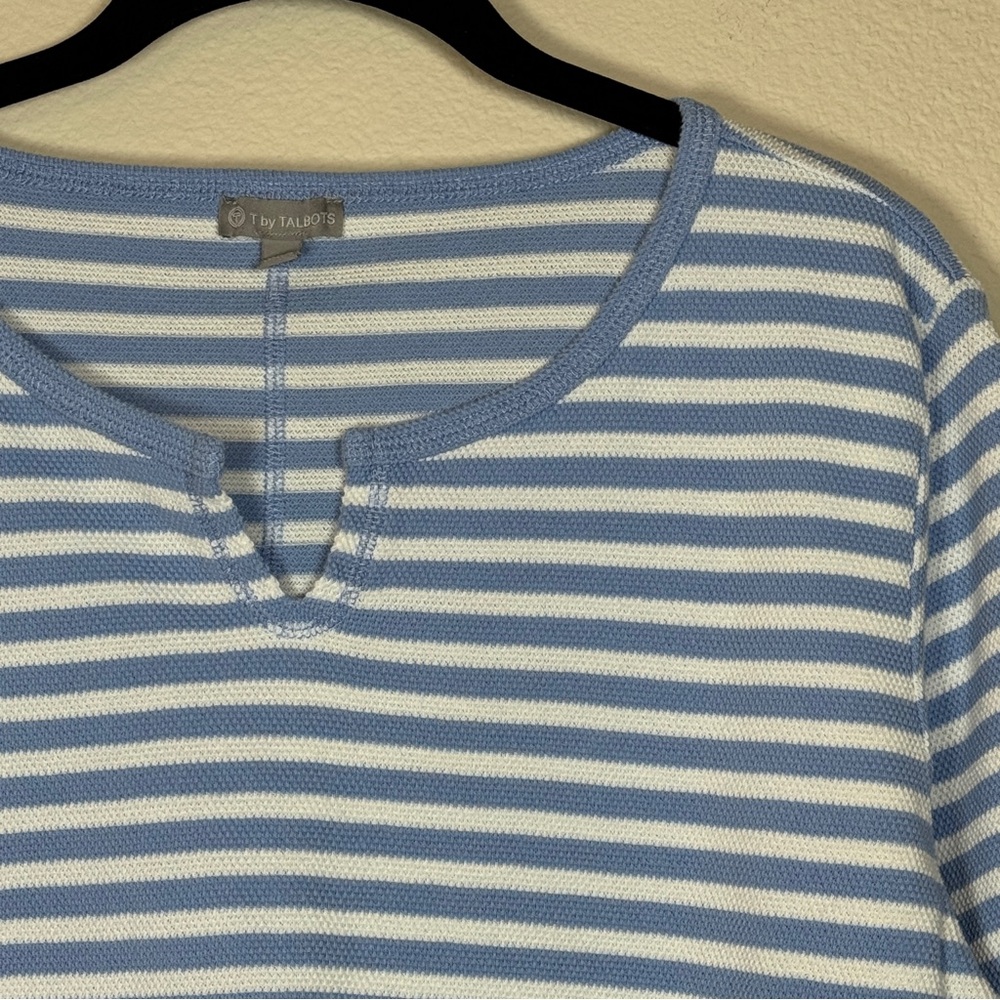 Talbots Striped Blue and White Top Size XL - Picture 2 of 6